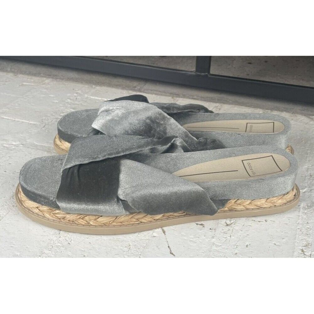 Dolce Vita Velvet Gray Slip On‎ Women's Shoes Braided Heel Size 9